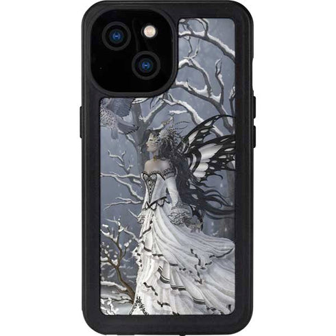 Fairy with Owl in Snow by Nene Thomas iPhone 15 Waterproof Case